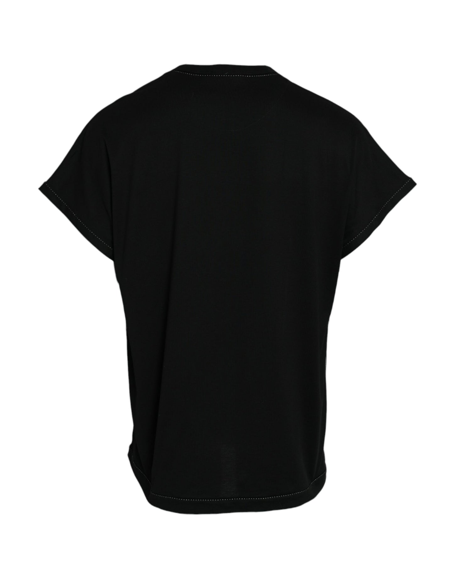 Dolce & Gabbana Black Cotton Round Neck Short Sleeve T-shirt