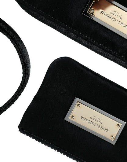 Dolce & Gabbana Elegant Black Multifunctional Leather Clutch