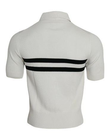 Dolce & Gabbana White DG Logo Collared Henley Shirt T-shirt