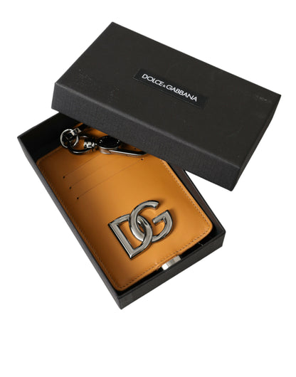 Dolce & Gabbana Elegant Orange Calf Leather Card Holder