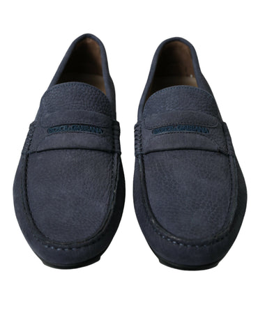 Dolce & Gabbana Elegant Blue Leather Moccasin Shoes