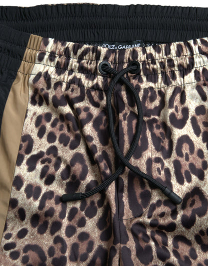 Dolce & Gabbana Brown Leopard Print Polyester Jogger Pants