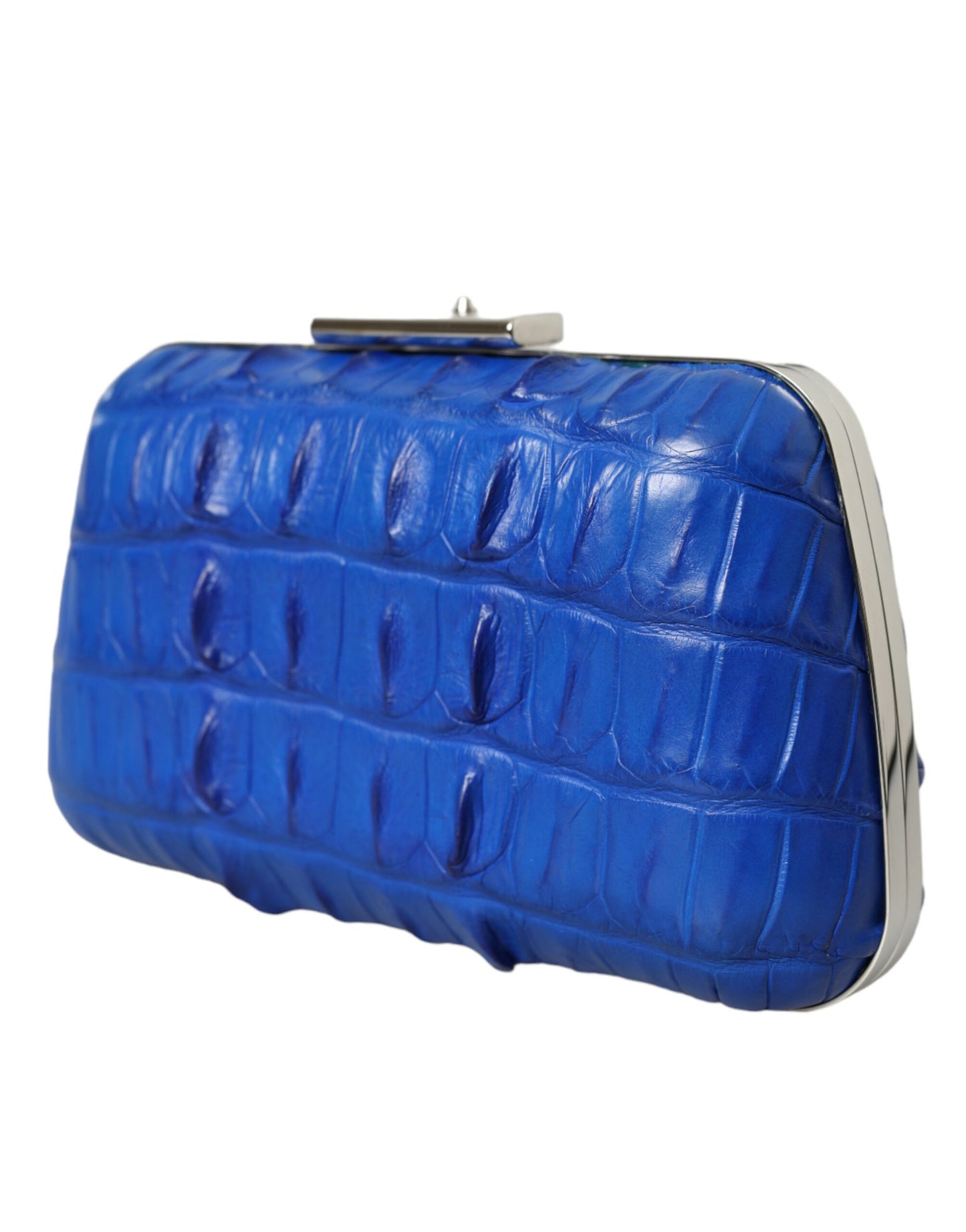 Balenciaga Electric Blue Crocodile Skin Clutch