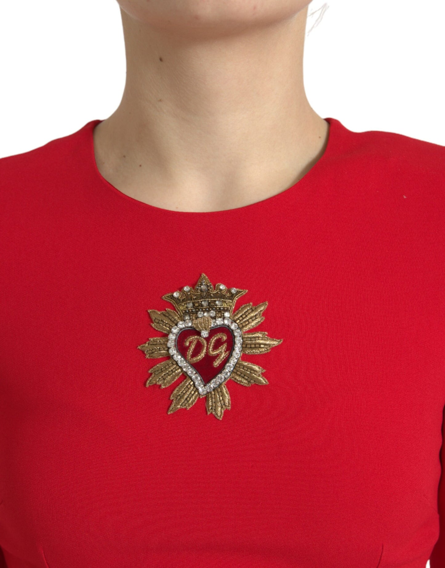 Dolce &amp; Gabbana Rotes Sacred Heart Viskose-Bodycon-Minikleid