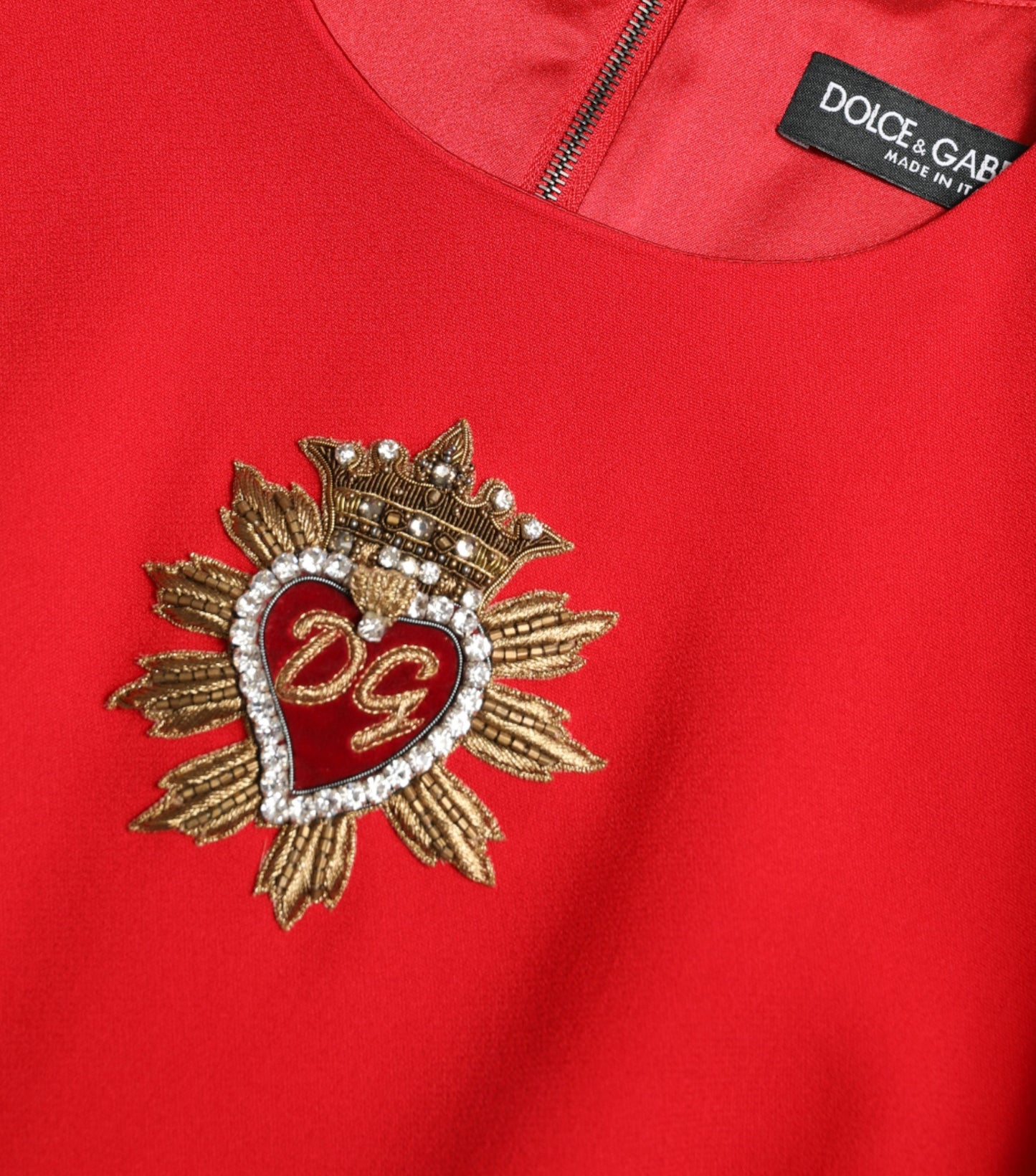 Dolce &amp; Gabbana Rotes Sacred Heart Viskose-Bodycon-Minikleid