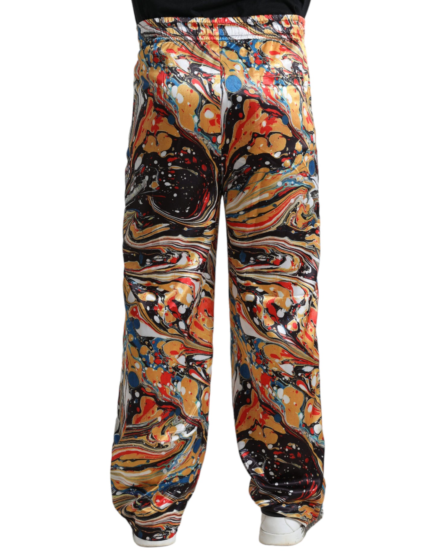 Mehrfarbige Satinhose mit Marmor-Print von Dolce &amp; Gabbana