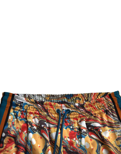 Mehrfarbige Satinhose mit Marmor-Print von Dolce &amp; Gabbana