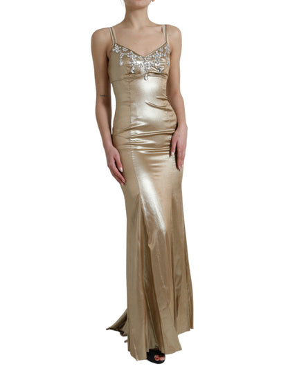 Dolce &amp; Gabbana Kleid mit Kristallverzierung in Metallic-Gold