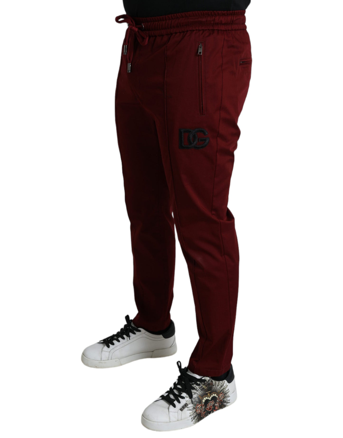 Dolce &amp; Gabbana Maroon Jogging Cotton Stretch Herren Joggerhose