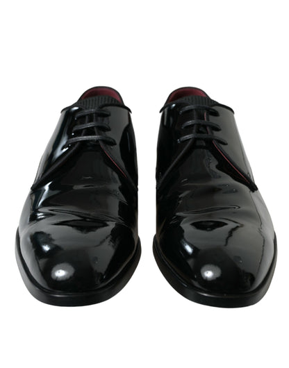 Dolce & Gabbana Elegant Black Calfskin Leather Derby Shoes