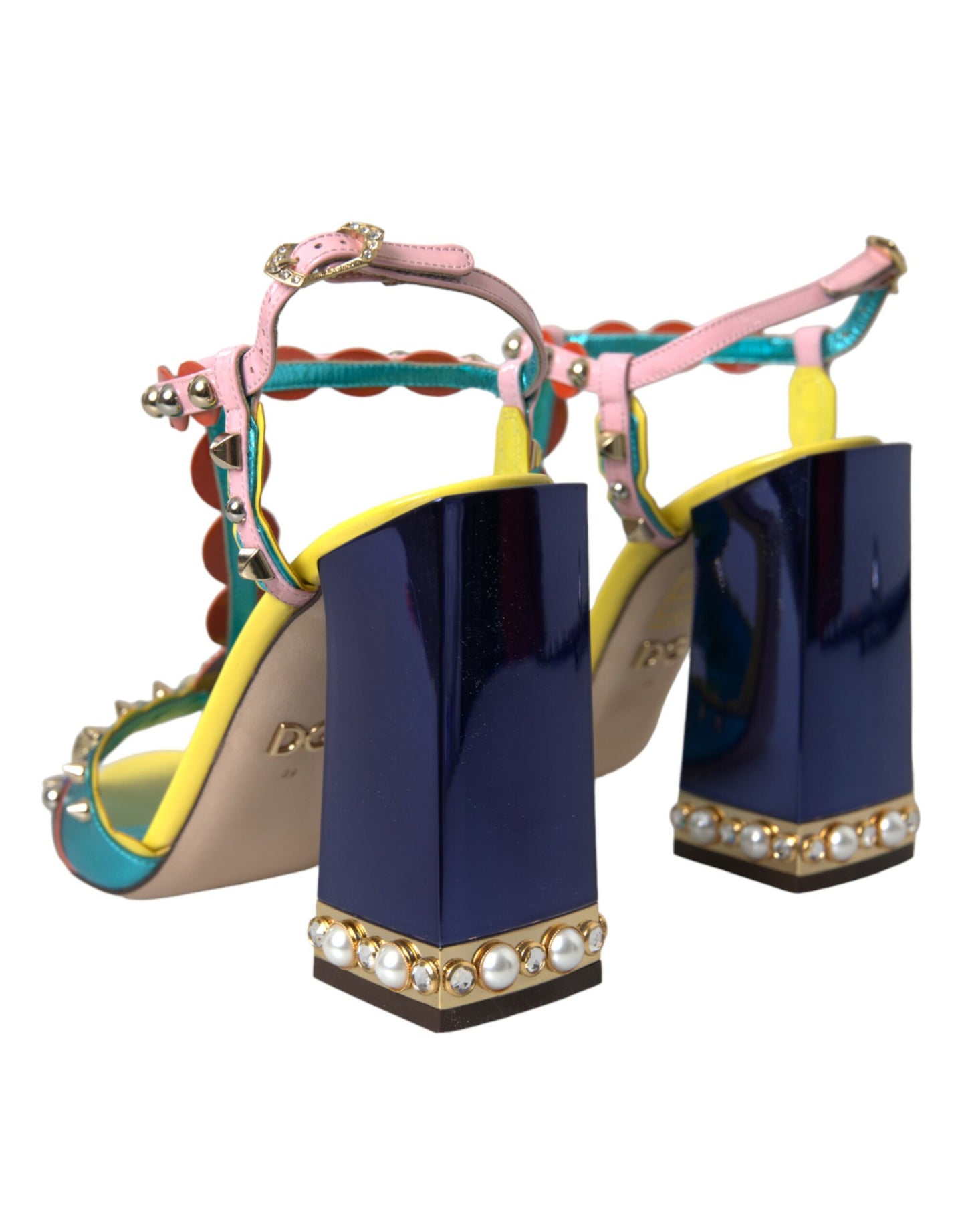 Dolce & Gabbana Multicolor Studded Leather Sandals Shoes