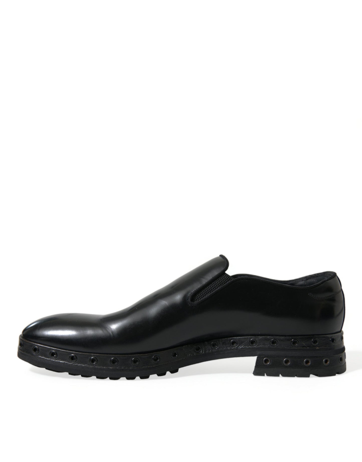 Dolce & Gabbana Elegant Black Leather Studded Loafers