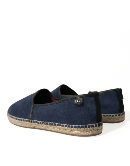 Dolce & Gabbana Elegant Navy Suede Leather Espadrilles