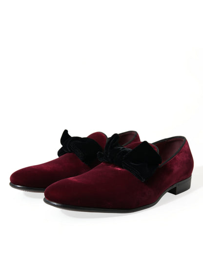 Dolce & Gabbana Burgundy Velvet Loafers - Elegance with a Twist