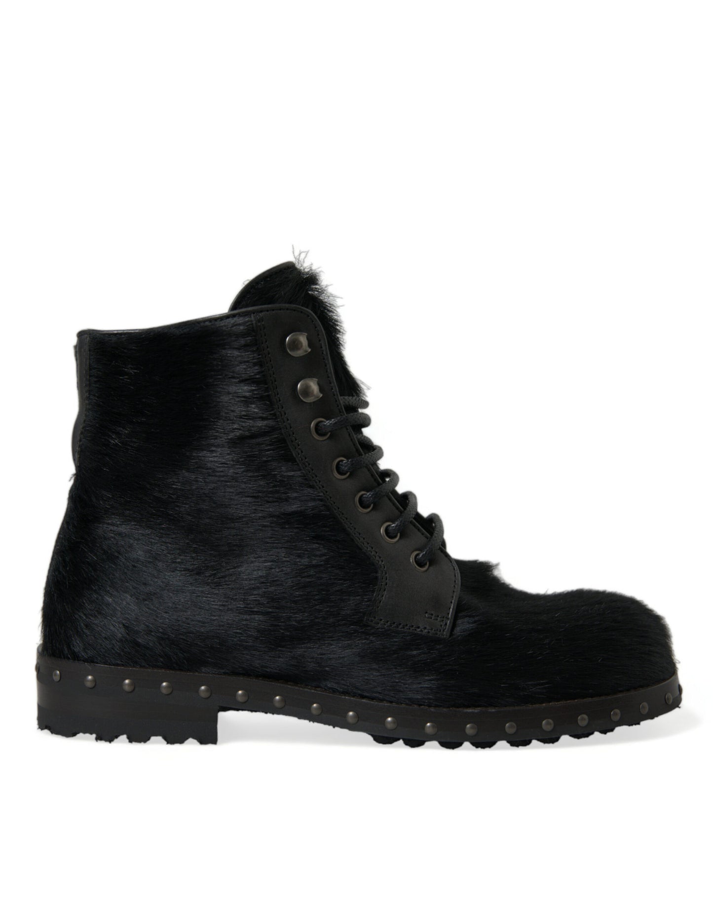 Dolce & Gabbana Elegant Black Calf Leather Lace-Up Boots