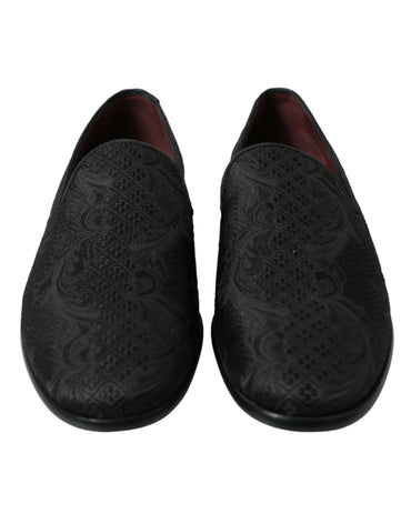 Dolce & Gabbana Elegant Black Brocade Dress Loafers