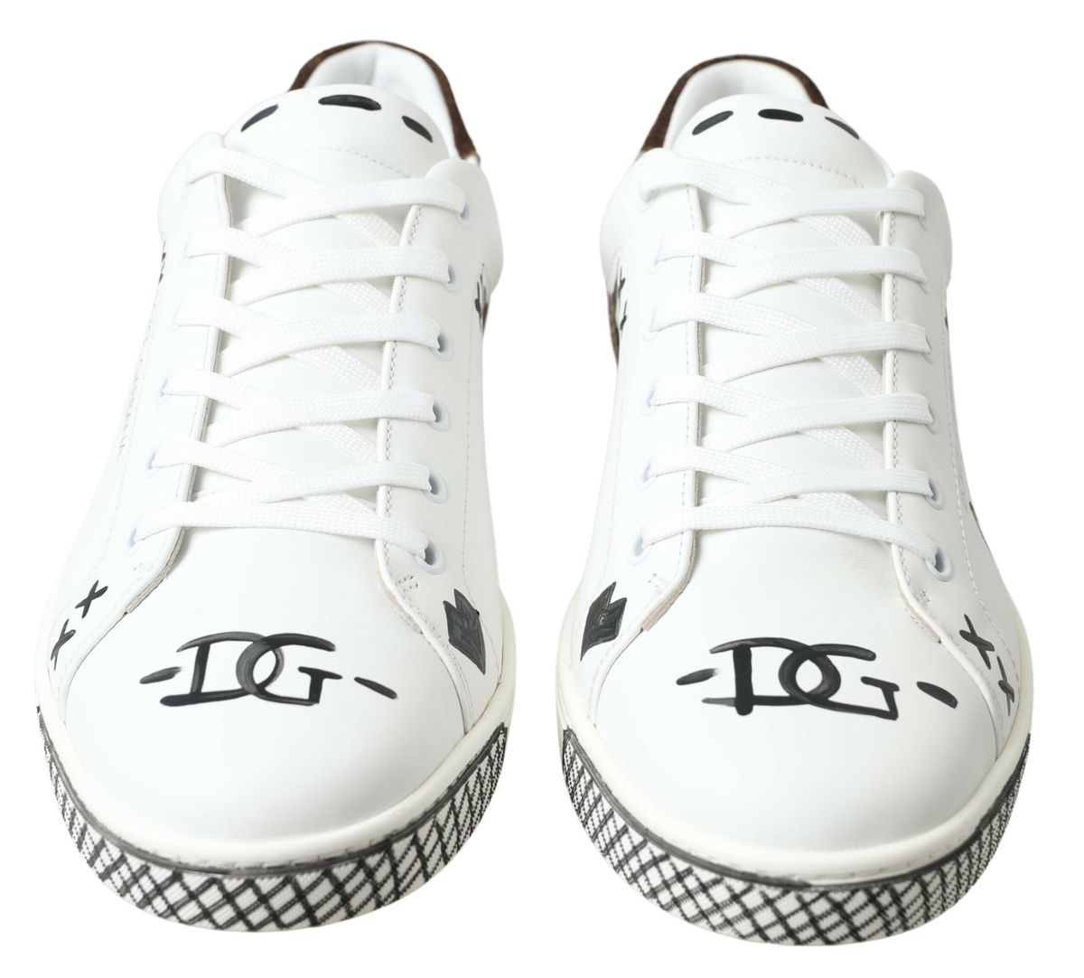 Dolce &amp; Gabbana Weiße Leder-Braun-LOVE-Freizeit-Sneaker