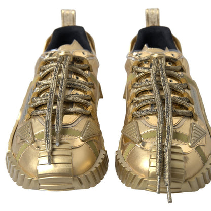 Dolce &amp; Gabbana Gold Stretch Lace Up Sneakers NS1 Herrenschuhe