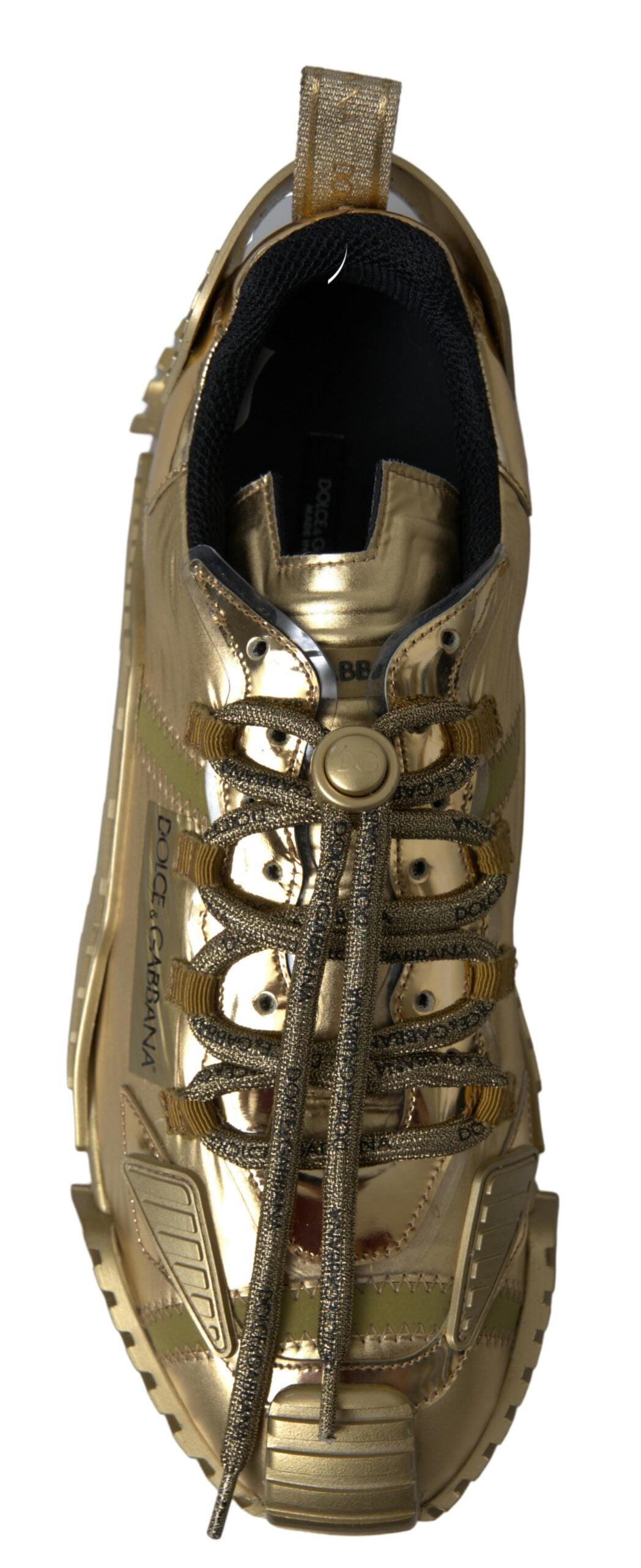 Dolce &amp; Gabbana Gold Stretch Lace Up Sneakers NS1 Herrenschuhe