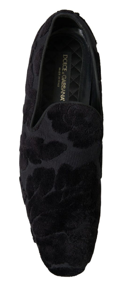 Dolce &amp; Gabbana Schwarze Brokat-Loafer, formelle Schuhe