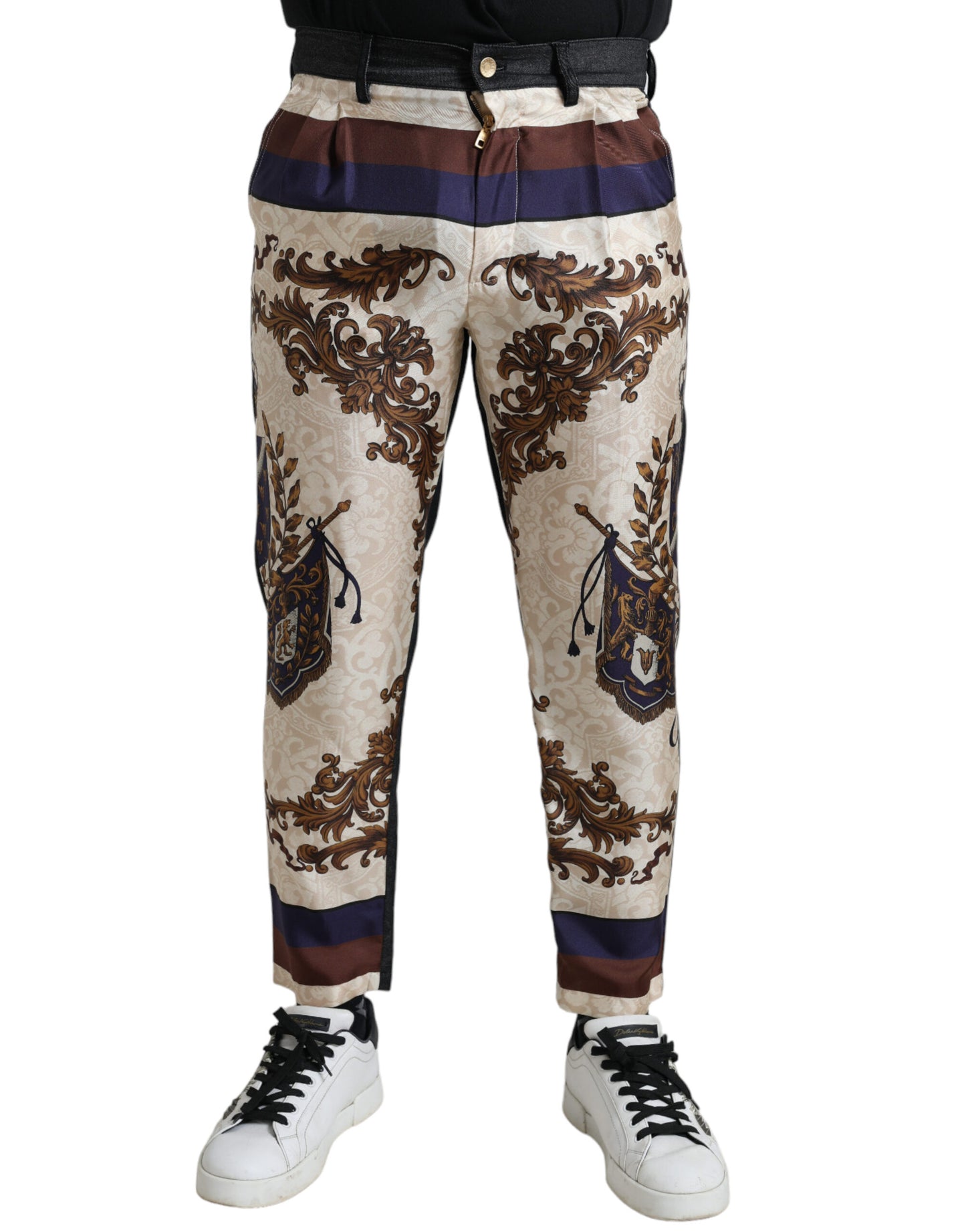 Dolce &amp; Gabbana Mehrfarbige Heraldic Skinny Herrenhose