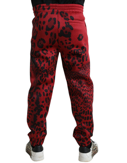 Dolce &amp; Gabbana Stretch-Jogginghose in Rot und Schwarz mit Leopardenmuster