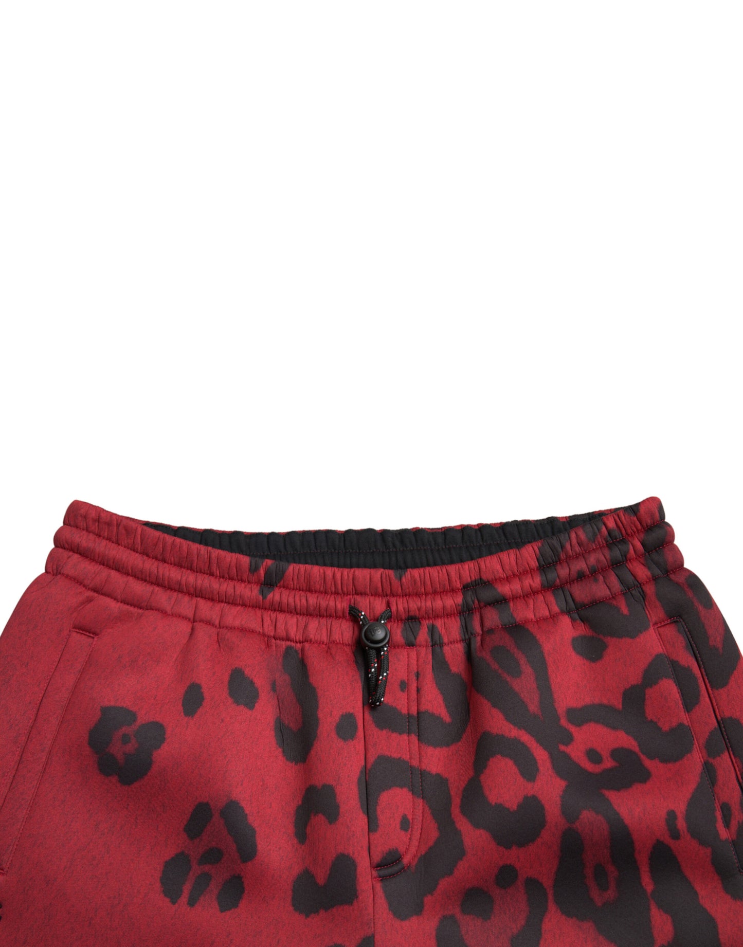 Dolce &amp; Gabbana Stretch-Jogginghose in Rot und Schwarz mit Leopardenmuster