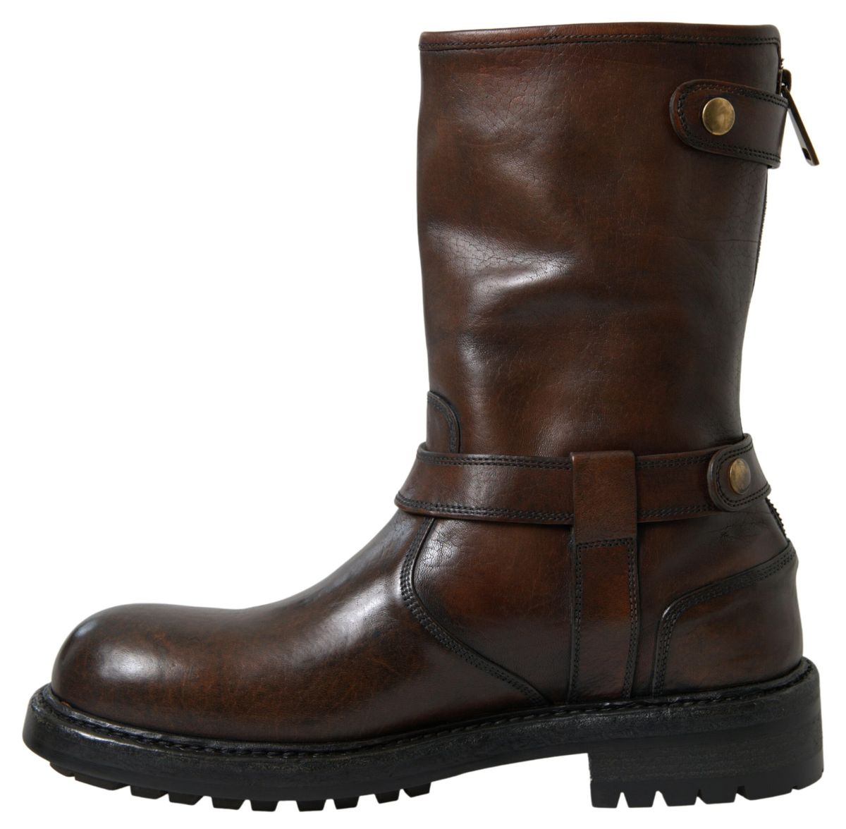 Dolce &amp; Gabbana Braune Herrenstiefel aus Leder in der Mitte der Wade