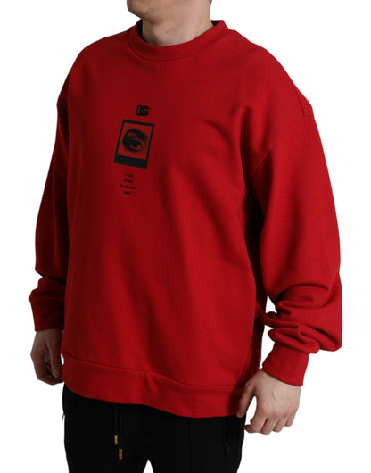 Dolce &amp; Gabbana Roter Pullover mit Logo-Print und Rundhalsausschnitt