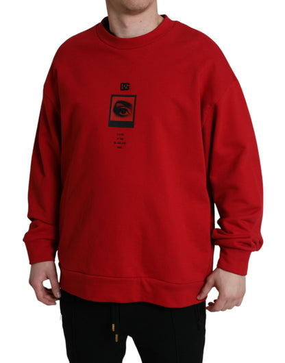 Dolce &amp; Gabbana Roter Pullover mit Logo-Print und Rundhalsausschnitt