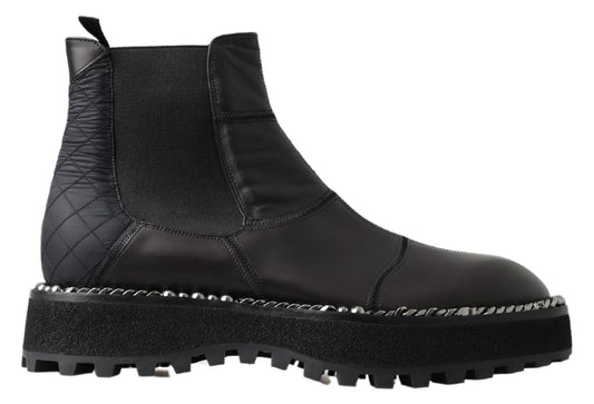 Dolce &amp; Gabbana Schwarze Slip-on-Stretchstiefel aus Leder