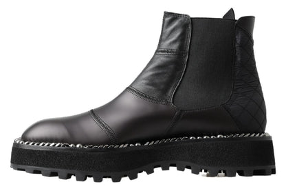 Dolce &amp; Gabbana Schwarze Slip-on-Stretchstiefel aus Leder