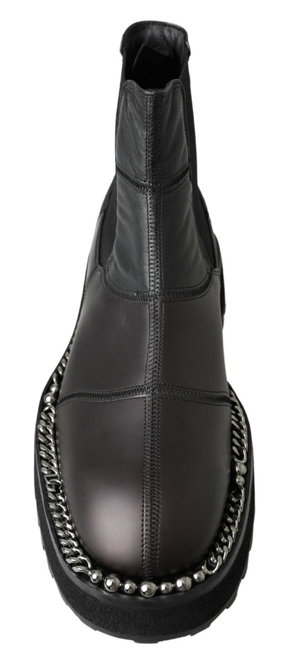 Dolce &amp; Gabbana Schwarze Slip-on-Stretchstiefel aus Leder