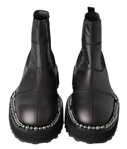 Dolce &amp; Gabbana Schwarze Slip-on-Stretchstiefel aus Leder