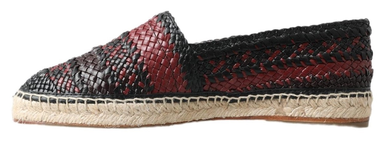 Dolce &amp; Gabbana Espadrille-Schuhe aus schwarzem Bordeaux-Büffelleder