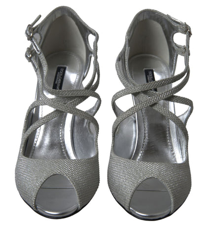 Dolce &amp; Gabbana Silber schimmernde Sandalen mit Absatz und Pumps