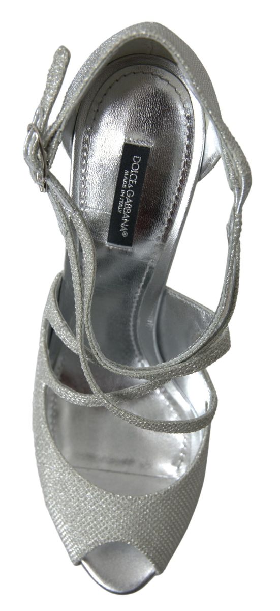 Dolce &amp; Gabbana Silber schimmernde Sandalen mit Absatz und Pumps