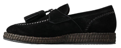 Dolce &amp; Gabbana Lässige Espadrille-Schuhe aus schwarzem Wildleder