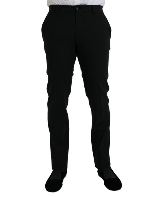 Dolce & Gabbana Black Wool Slim Fit Dress Formal Pants