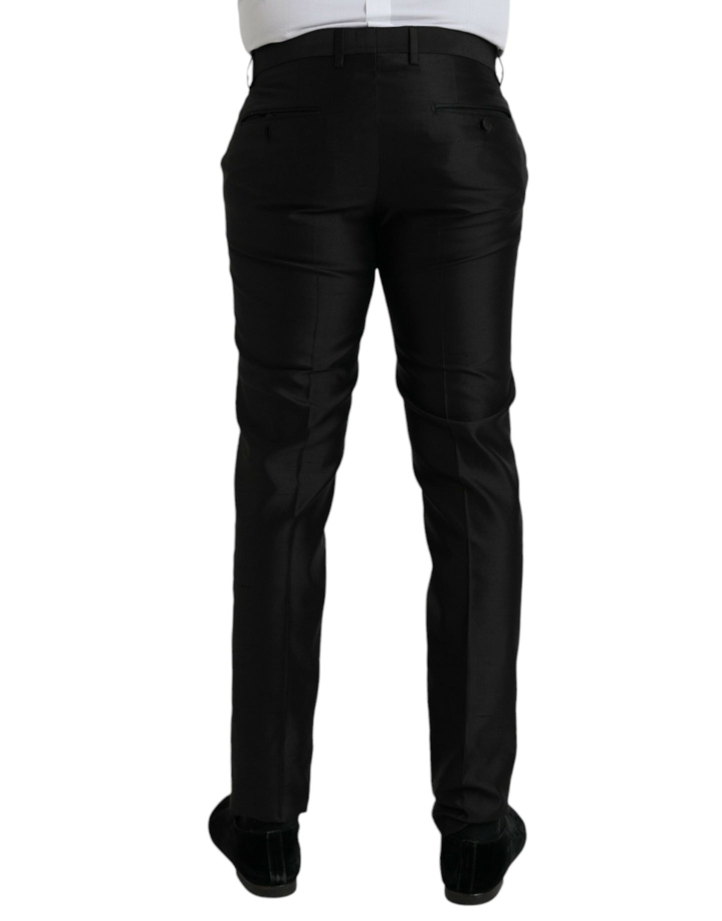 Dolce & Gabbana Black Silk SlimFit Dress Formal Pants