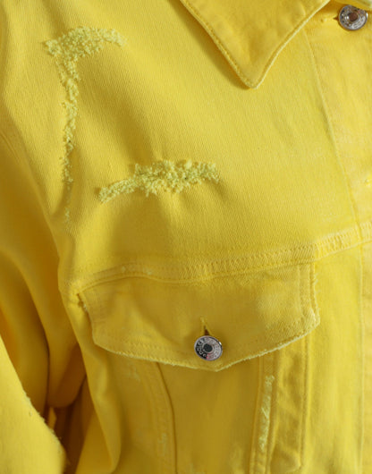 Dolce & Gabbana Exquisite Yellow Denim Button-Down Jacket