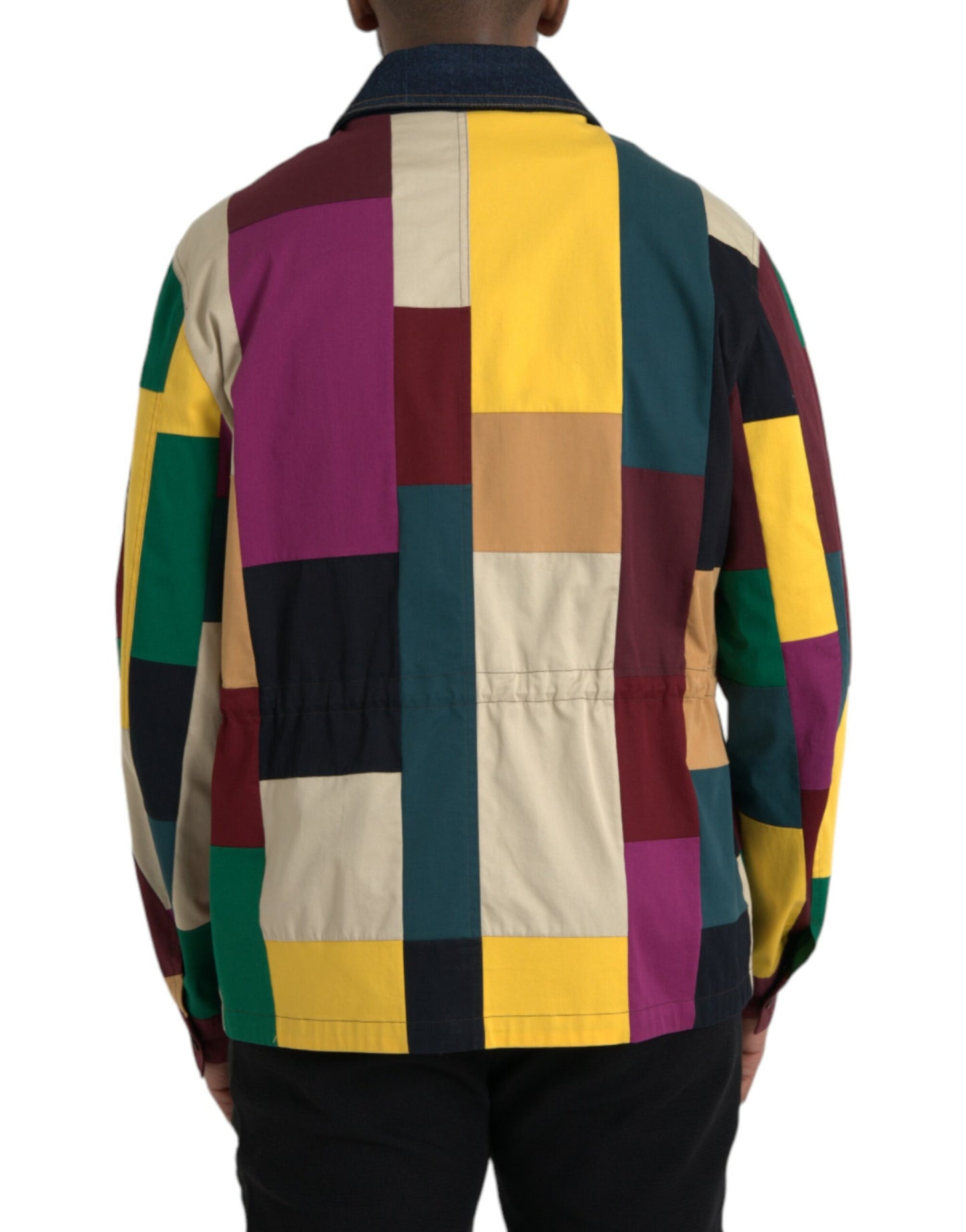 Dolce & Gabbana Multicolor Patchwork Cotton Collared Jacket