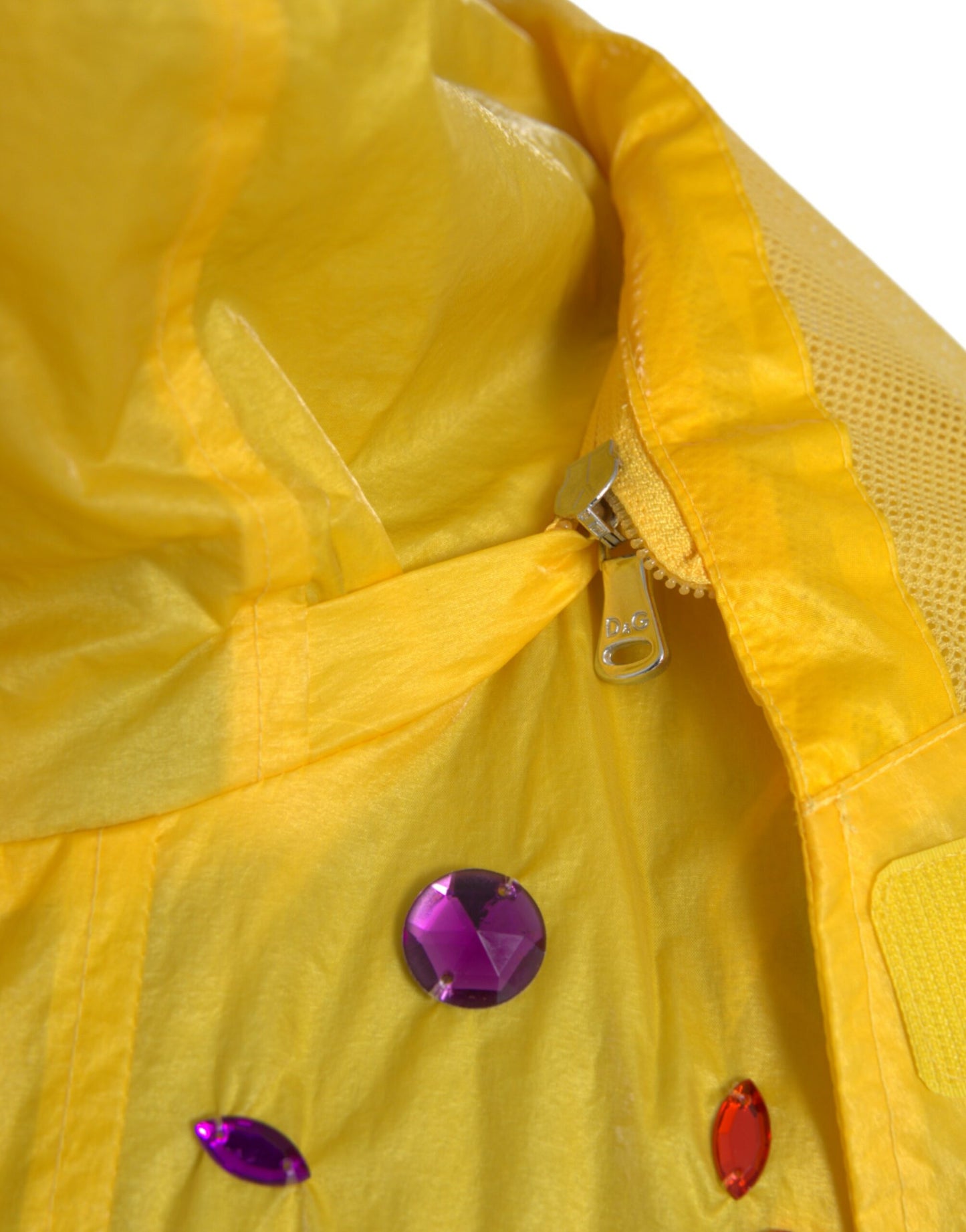 Dolce & Gabbana Yellow Crystal Embellished Hooded Jacket