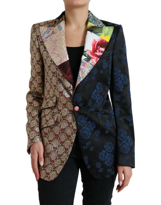 Dolce &amp; Gabbana Mehrfarbige Jacquard-Jacke mit Blumen-Patchwork