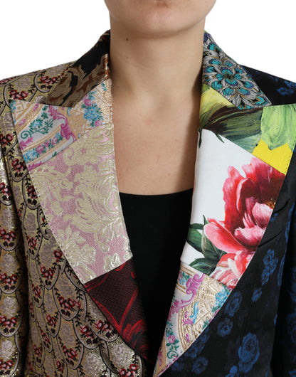 Dolce &amp; Gabbana Mehrfarbige Jacquard-Jacke mit Blumen-Patchwork