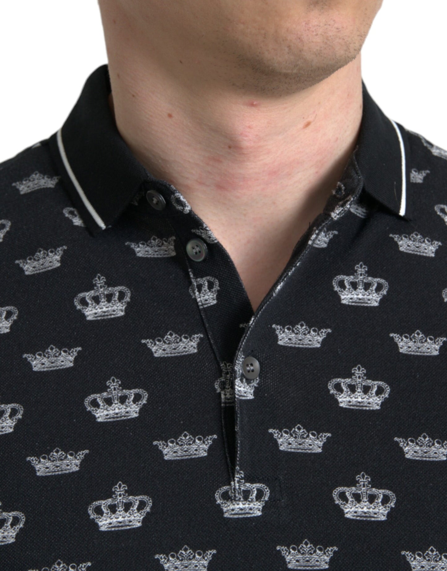 Dolce & Gabbana Elegant Crown Motif Cotton Polo Tee