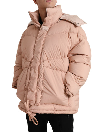 Dolce & Gabbana Chic Coral Hooded Puffer Jacket