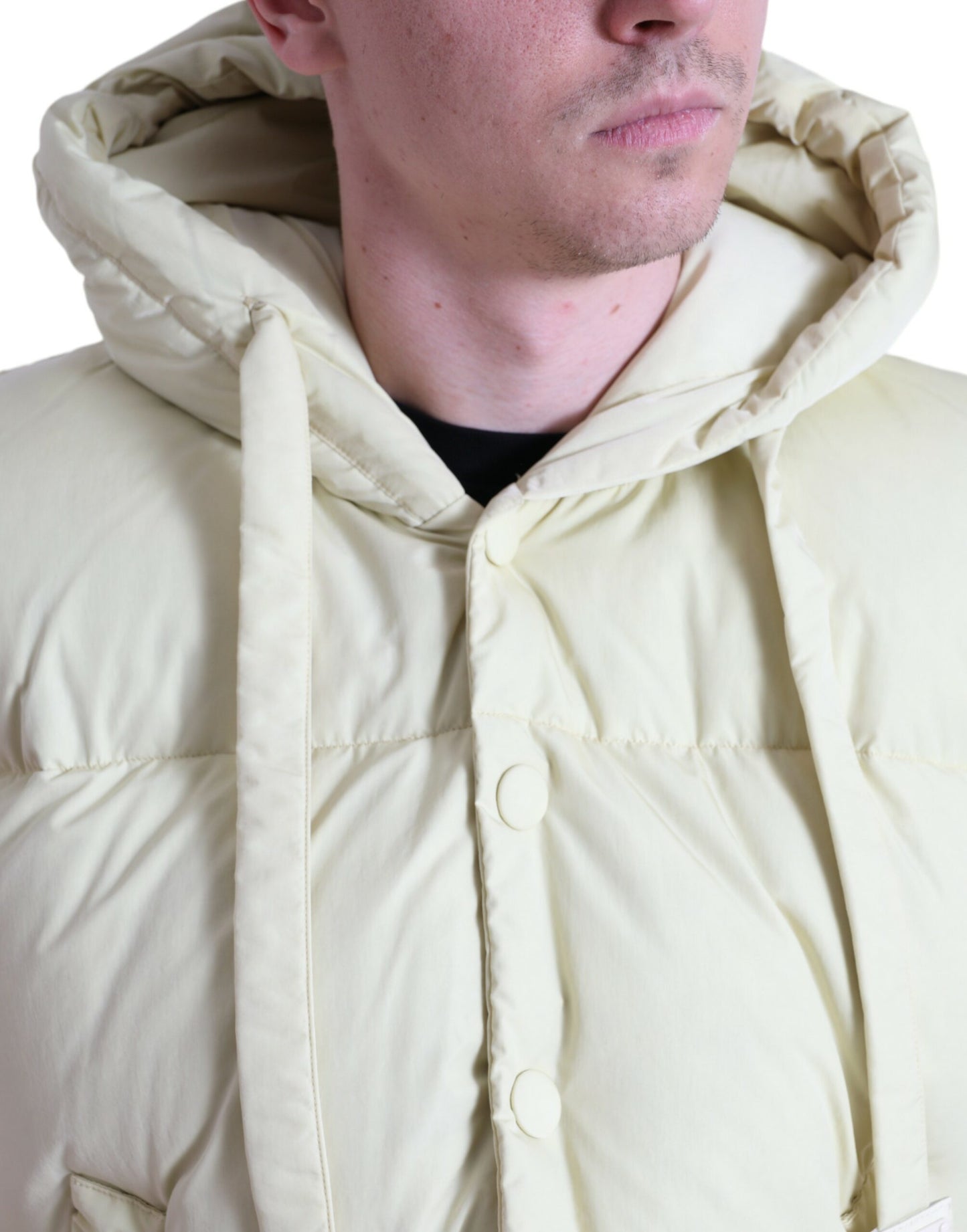 Dolce & Gabbana Sunny Yellow Nylon Puffer Hooded Jacket