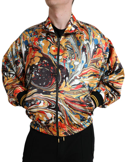 Mehrfarbige abstrakte Bomberjacke aus Polyester von Dolce &amp; Gabbana