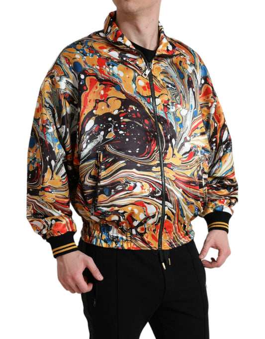 Mehrfarbige abstrakte Bomberjacke aus Polyester von Dolce &amp; Gabbana